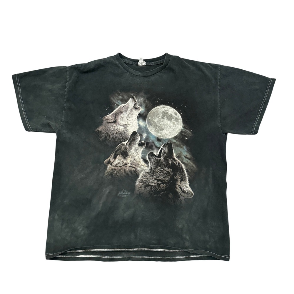 The Mountain Three Wolf Moon Graphic T-Shirt Black Tie Dye Mens Large 2007